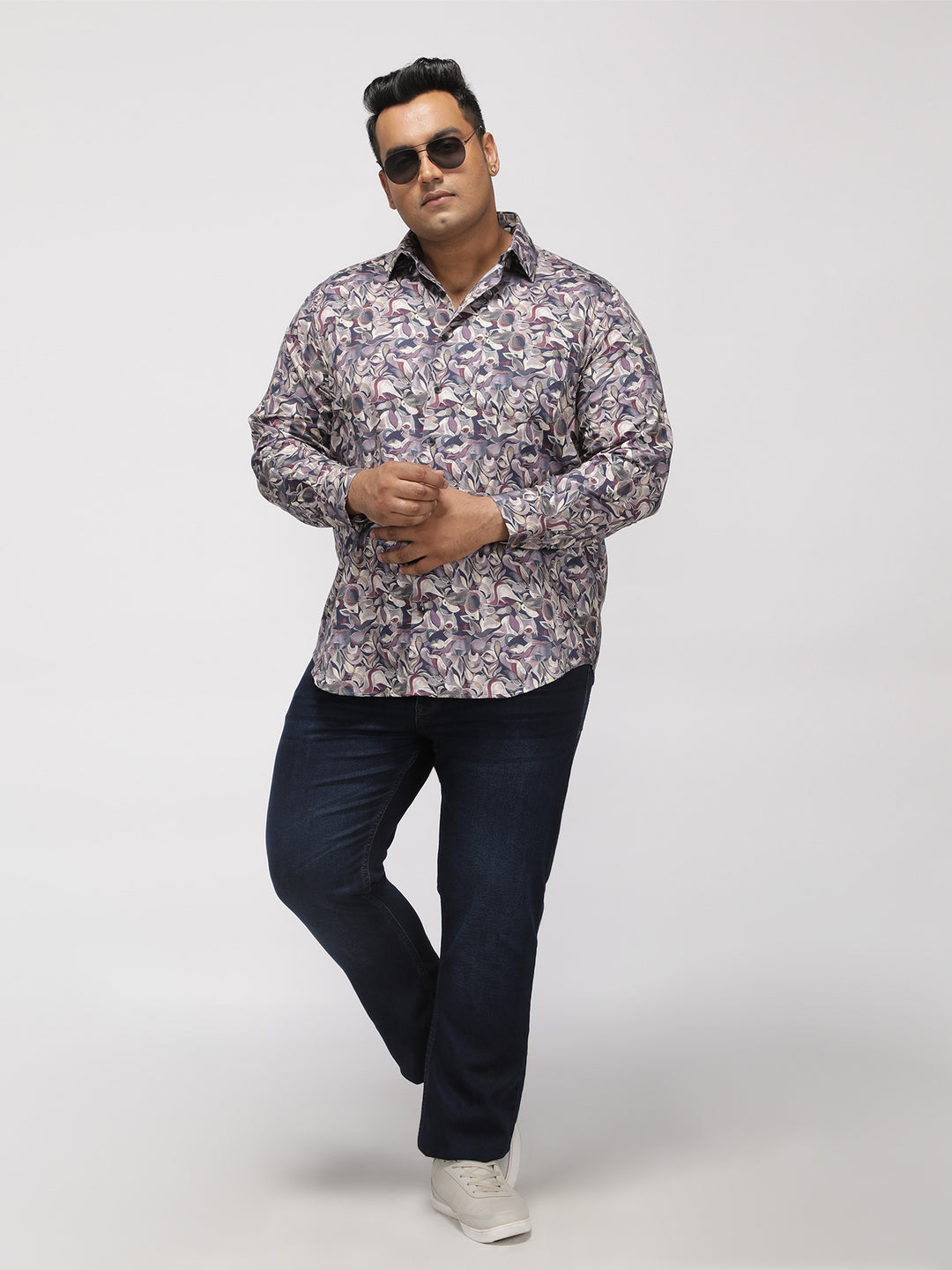 PLUS SIZE PRINTED GIZA SATIN PARTY SHIRT FOR MEN | XL-7XL