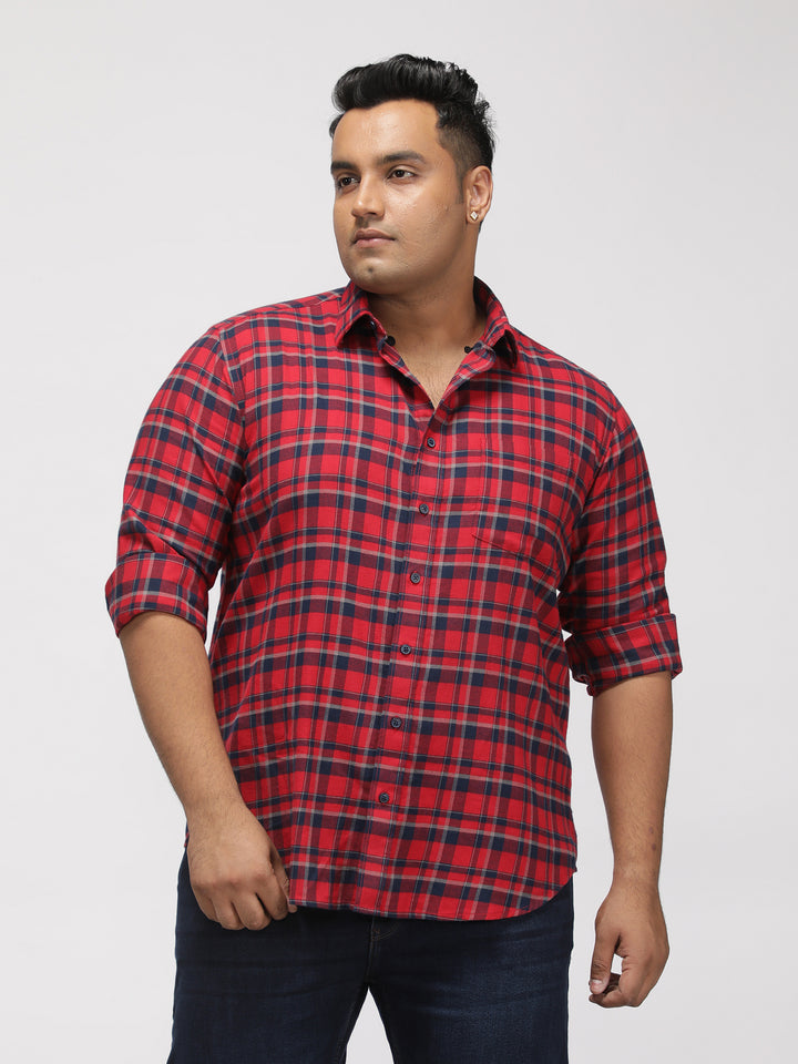 PLUS SIZE BRUSHED FLANNEL CHECKS COTTON SHIRT FOR MEN | XL-7XL