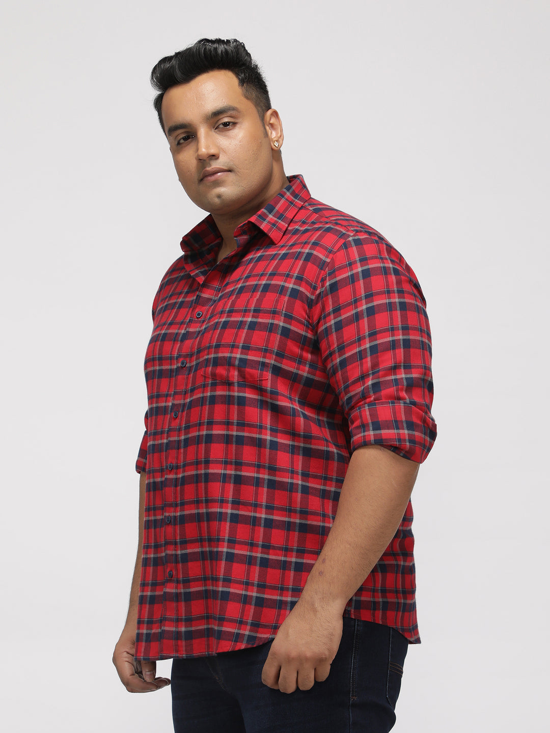 PLUS SIZE BRUSHED FLANNEL CHECKS COTTON SHIRT FOR MEN | XL-7XL