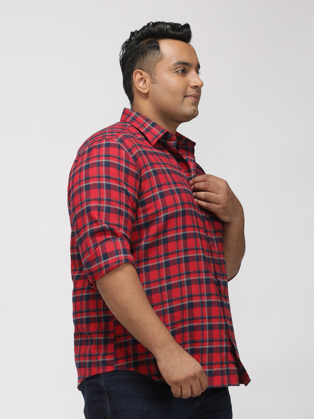 PLUS SIZE BRUSHED FLANNEL CHECKS COTTON SHIRT FOR MEN | XL-7XL