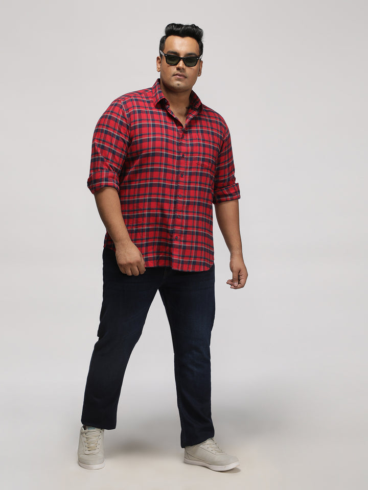 PLUS SIZE BRUSHED FLANNEL CHECKS COTTON SHIRT FOR MEN | XL-7XL