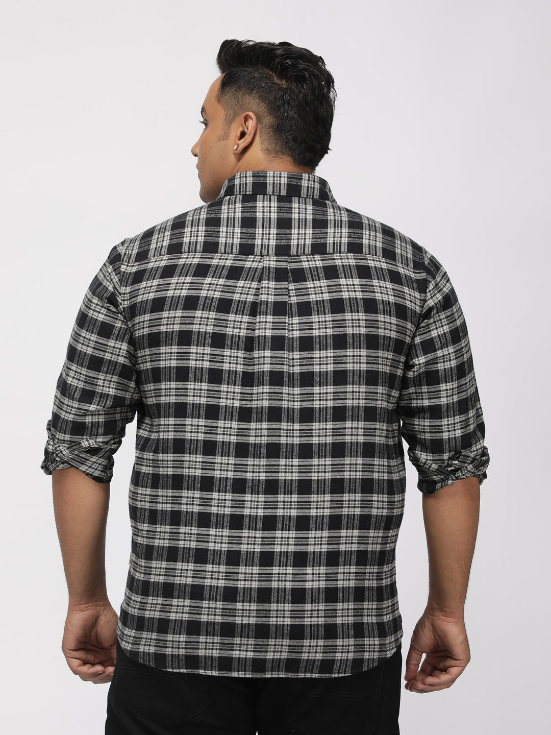 PLUS SIZE BRUSHED PEACHED FLANNEL CHECKS COTTON SHIRT FOR MEN | XL-7XL