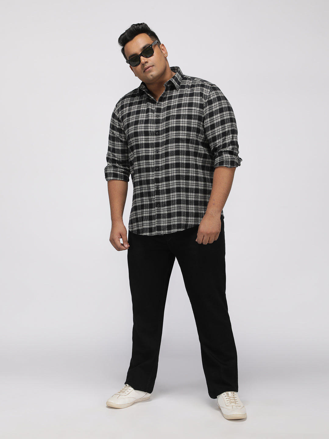 PLUS SIZE BRUSHED PEACHED FLANNEL CHECKS COTTON SHIRT FOR MEN | XL-7XL