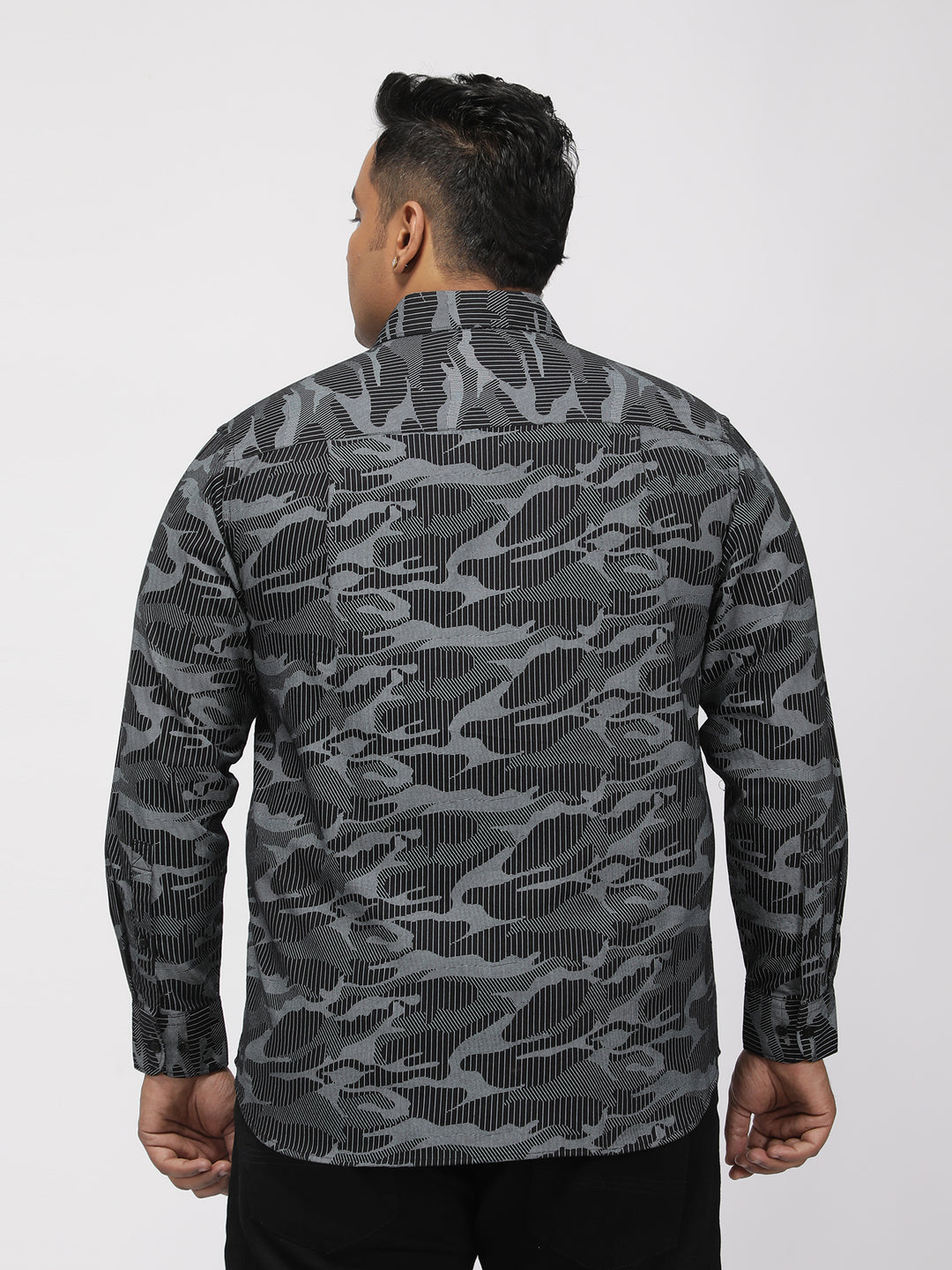 PLUS SIZE PRINTED STRETCH OXFORD CASUAL SHIRT FOR MEN | XL-7XL