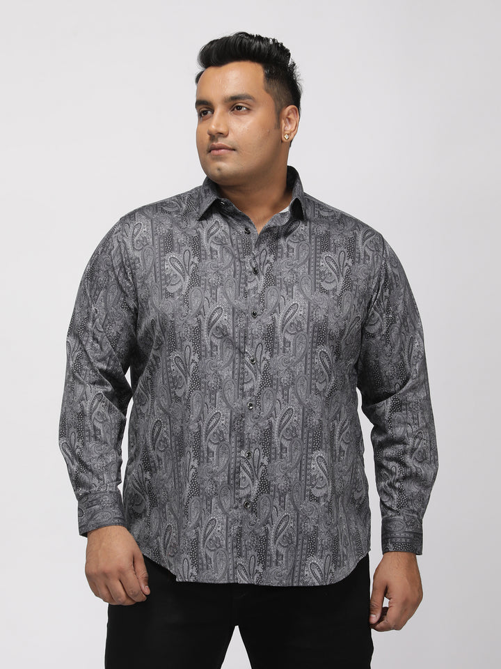 PLUS SIZE PRINTED GIZA SATIN PARTY SHIRT FOR MEN | XL-7XL