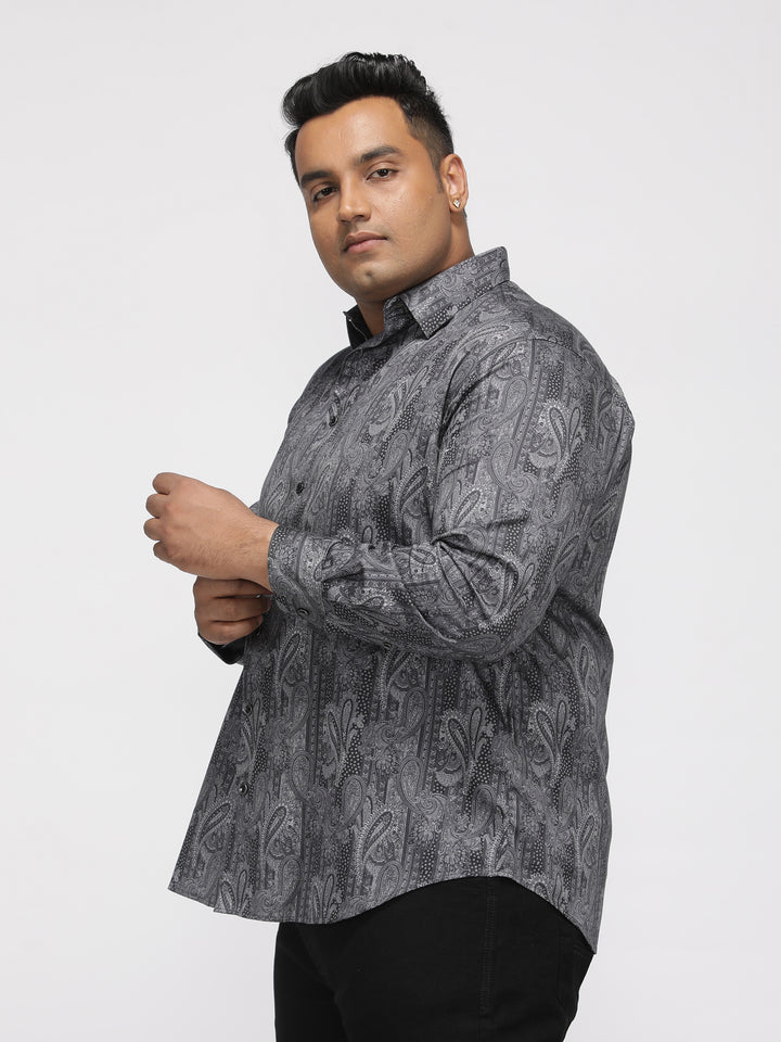 PLUS SIZE PRINTED GIZA SATIN PARTY SHIRT FOR MEN | XL-7XL
