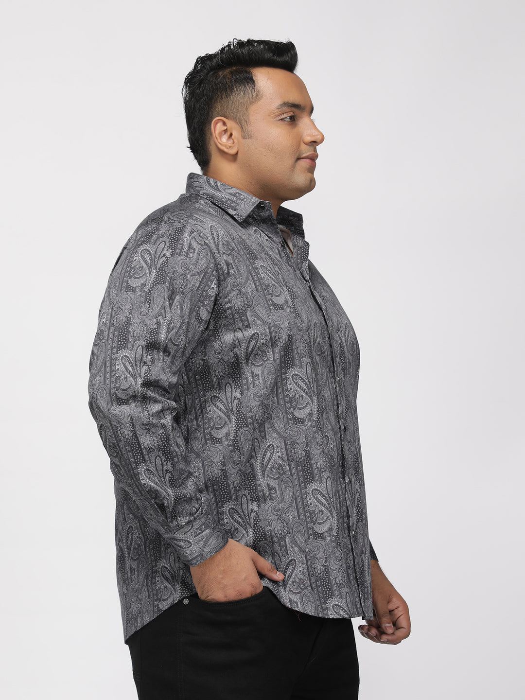PLUS SIZE PRINTED GIZA SATIN PARTY SHIRT FOR MEN | XL-7XL