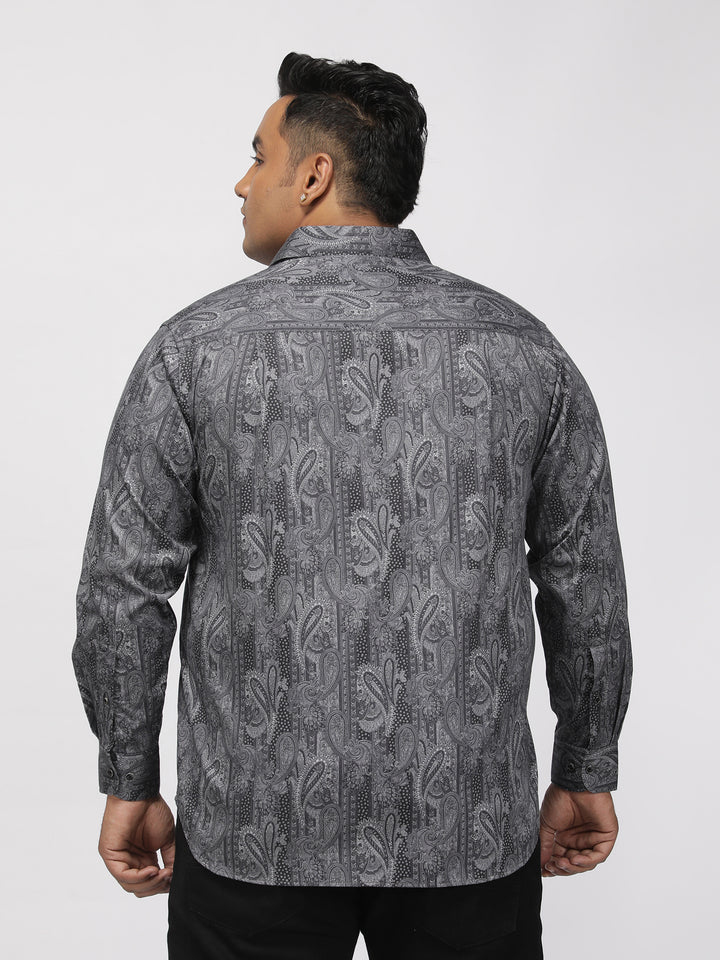 PLUS SIZE PRINTED GIZA SATIN PARTY SHIRT FOR MEN | XL-7XL