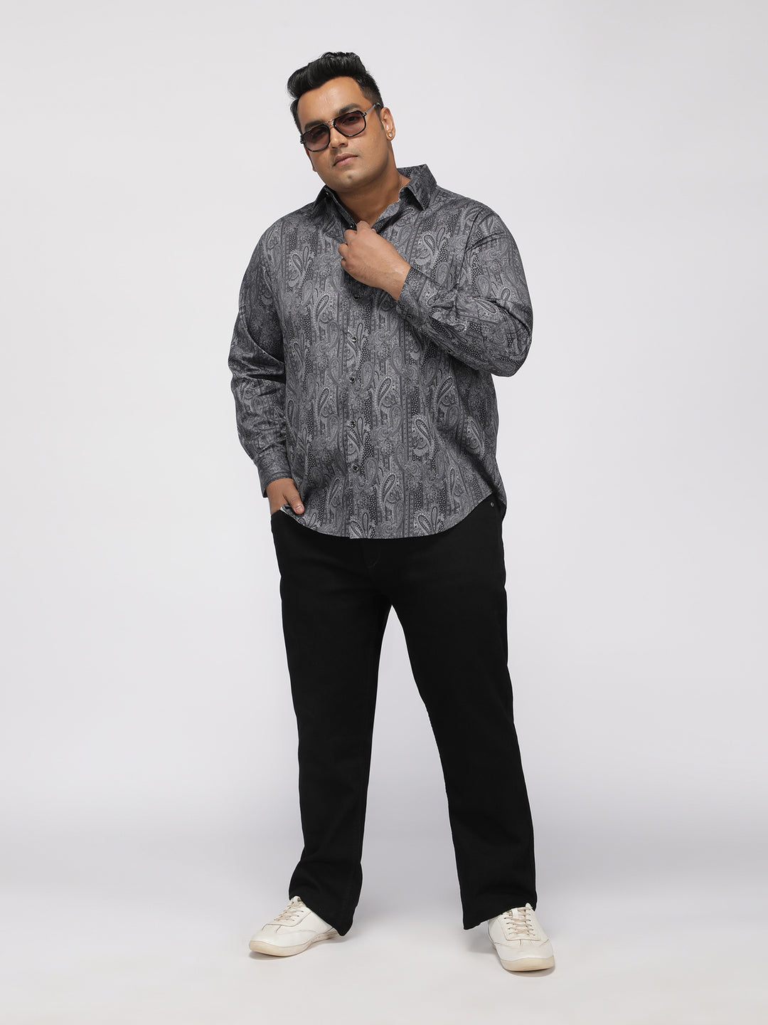 PLUS SIZE PRINTED GIZA SATIN PARTY SHIRT FOR MEN | XL-7XL