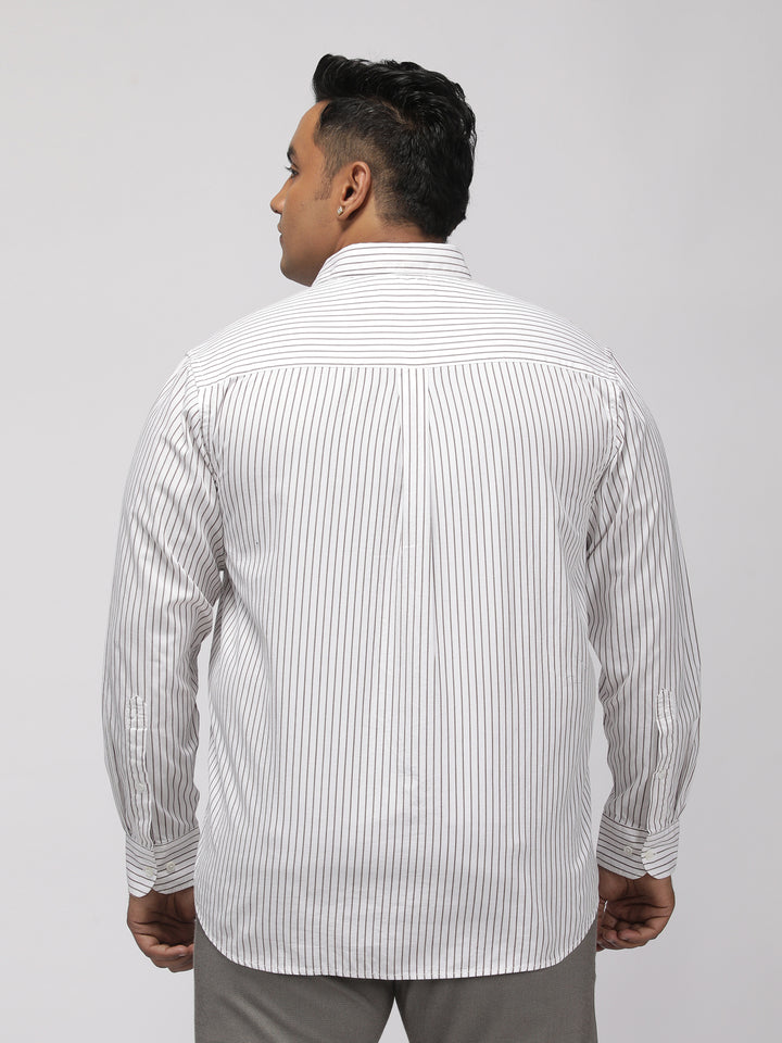 PLUS SIZE SMART CASUAL GIZA COTTON STRIPE SHIRT FOR MEN | XL-7XL