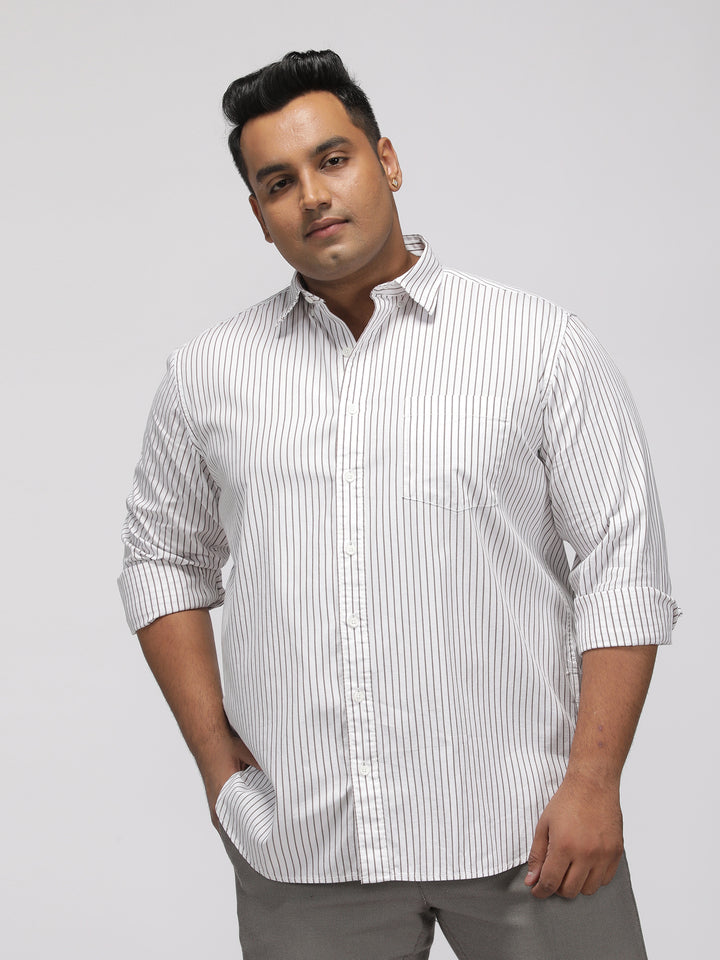 PLUS SIZE SMART CASUAL GIZA COTTON STRIPE SHIRT FOR MEN | XL-7XL