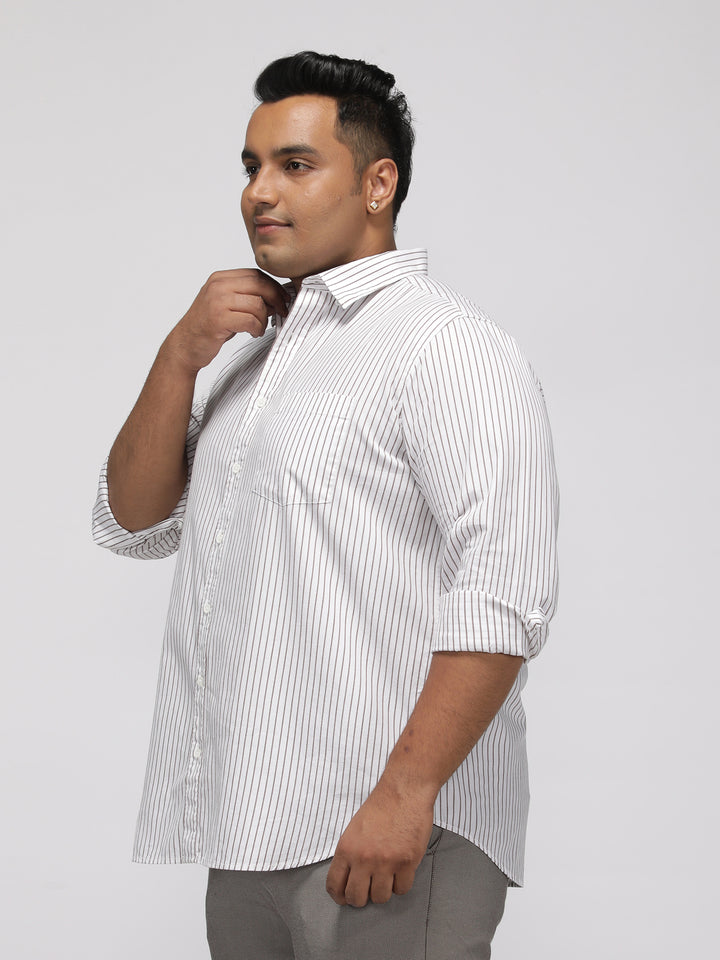 PLUS SIZE SMART CASUAL GIZA COTTON STRIPE SHIRT FOR MEN | XL-7XL