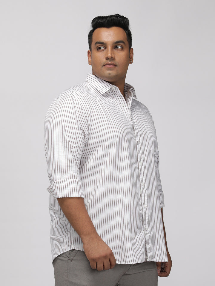 PLUS SIZE SMART CASUAL GIZA COTTON STRIPE SHIRT FOR MEN | XL-7XL