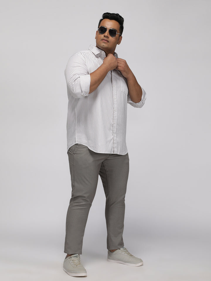PLUS SIZE SMART CASUAL GIZA COTTON STRIPE SHIRT FOR MEN | XL-7XL