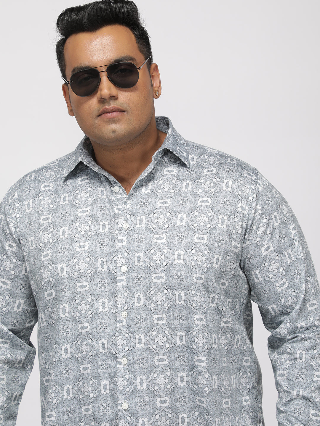 BIG HELLO | PLUS SIZE PRINTED GIZA SATIN PARTY SHIRT FOR MEN | XL-7XL
