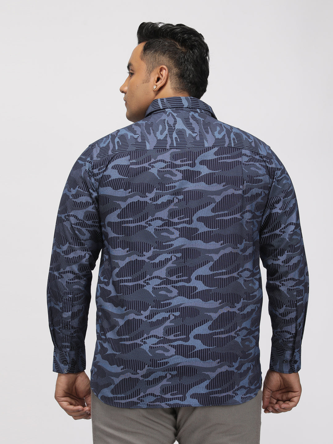 PLUS SIZE PRINTED STRETCH OXFORD CASUAL SHIRT FOR MEN | XL-7XL