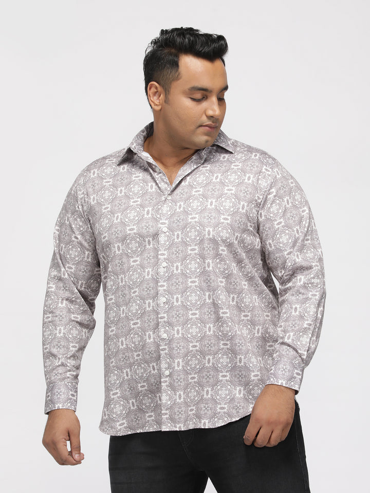 PLUS SIZE PRINTED GIZA SATIN PARTY SHIRT FOR MEN | XL-7XL