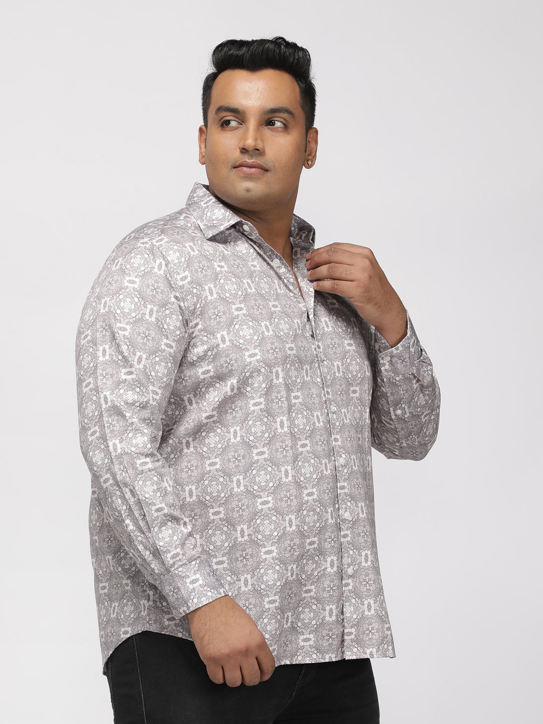 PLUS SIZE PRINTED GIZA SATIN PARTY SHIRT FOR MEN | XL-7XL