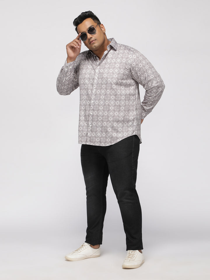PLUS SIZE PRINTED GIZA SATIN PARTY SHIRT FOR MEN | XL-7XL