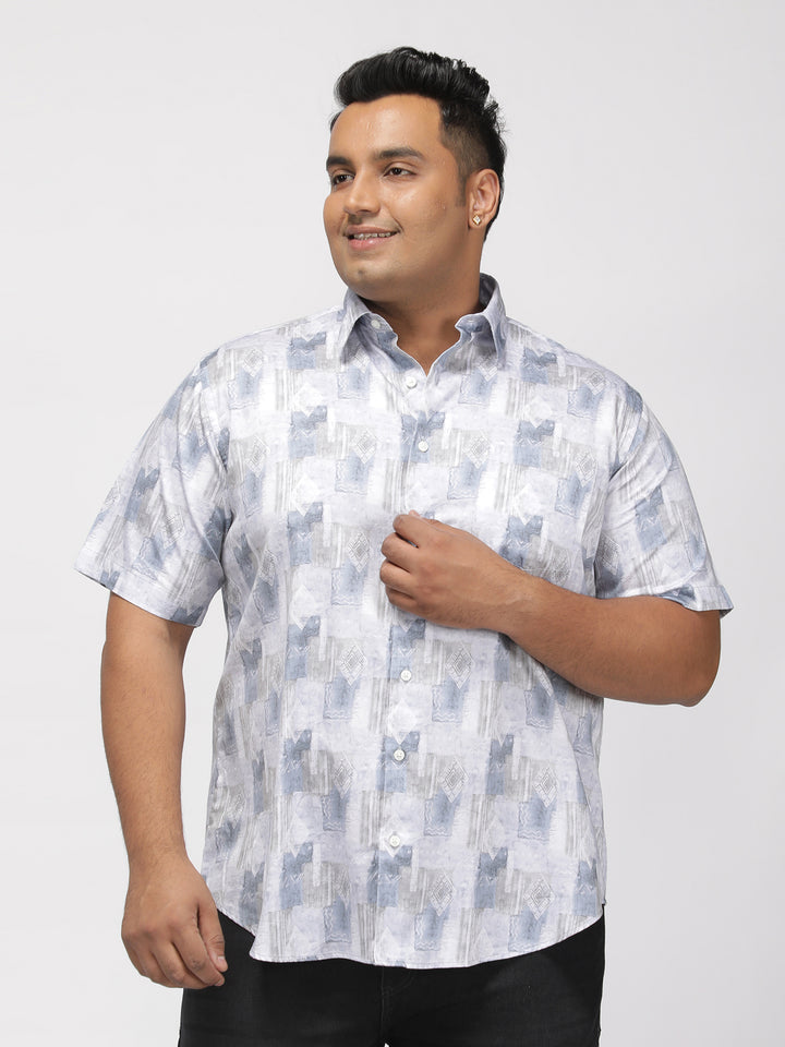 PLUS SIZE PRINTED GIZA SATIN PARTY SHIRT FOR MEN | XL-7XL