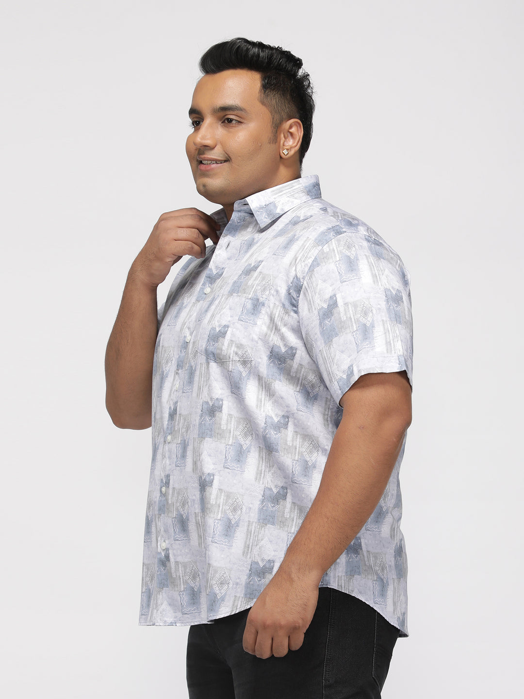 PLUS SIZE PRINTED GIZA SATIN PARTY SHIRT FOR MEN | XL-7XL