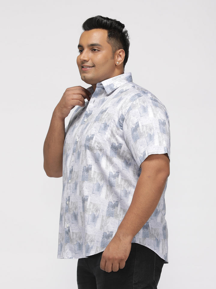 PLUS SIZE PRINTED GIZA SATIN PARTY SHIRT FOR MEN | XL-7XL
