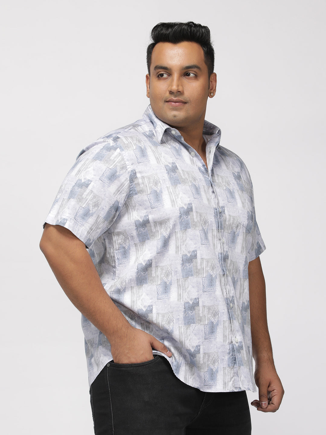 PLUS SIZE PRINTED GIZA SATIN PARTY SHIRT FOR MEN | XL-7XL