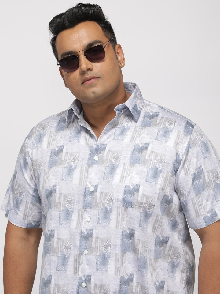 PLUS SIZE PRINTED GIZA SATIN PARTY SHIRT FOR MEN | XL-7XL