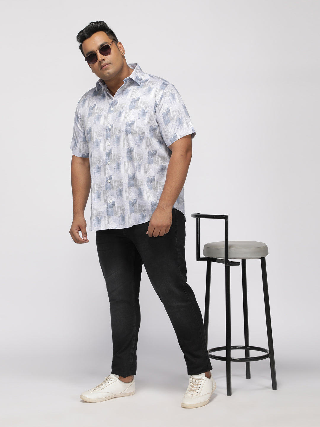 PLUS SIZE PRINTED GIZA SATIN PARTY SHIRT FOR MEN | XL-7XL