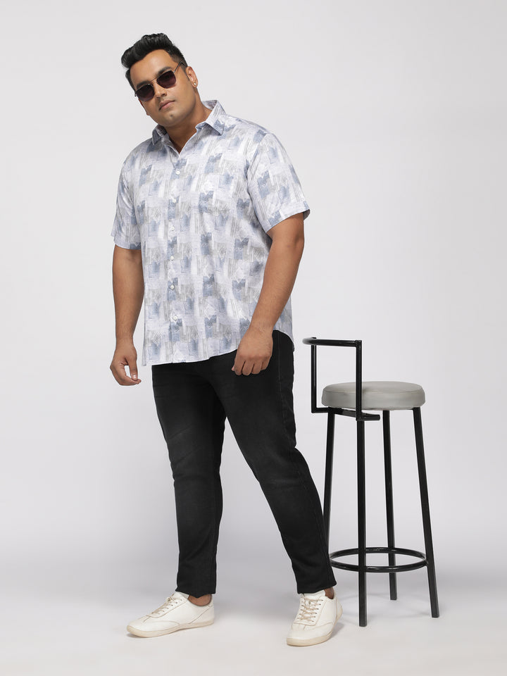 PLUS SIZE PRINTED GIZA SATIN PARTY SHIRT FOR MEN | XL-7XL