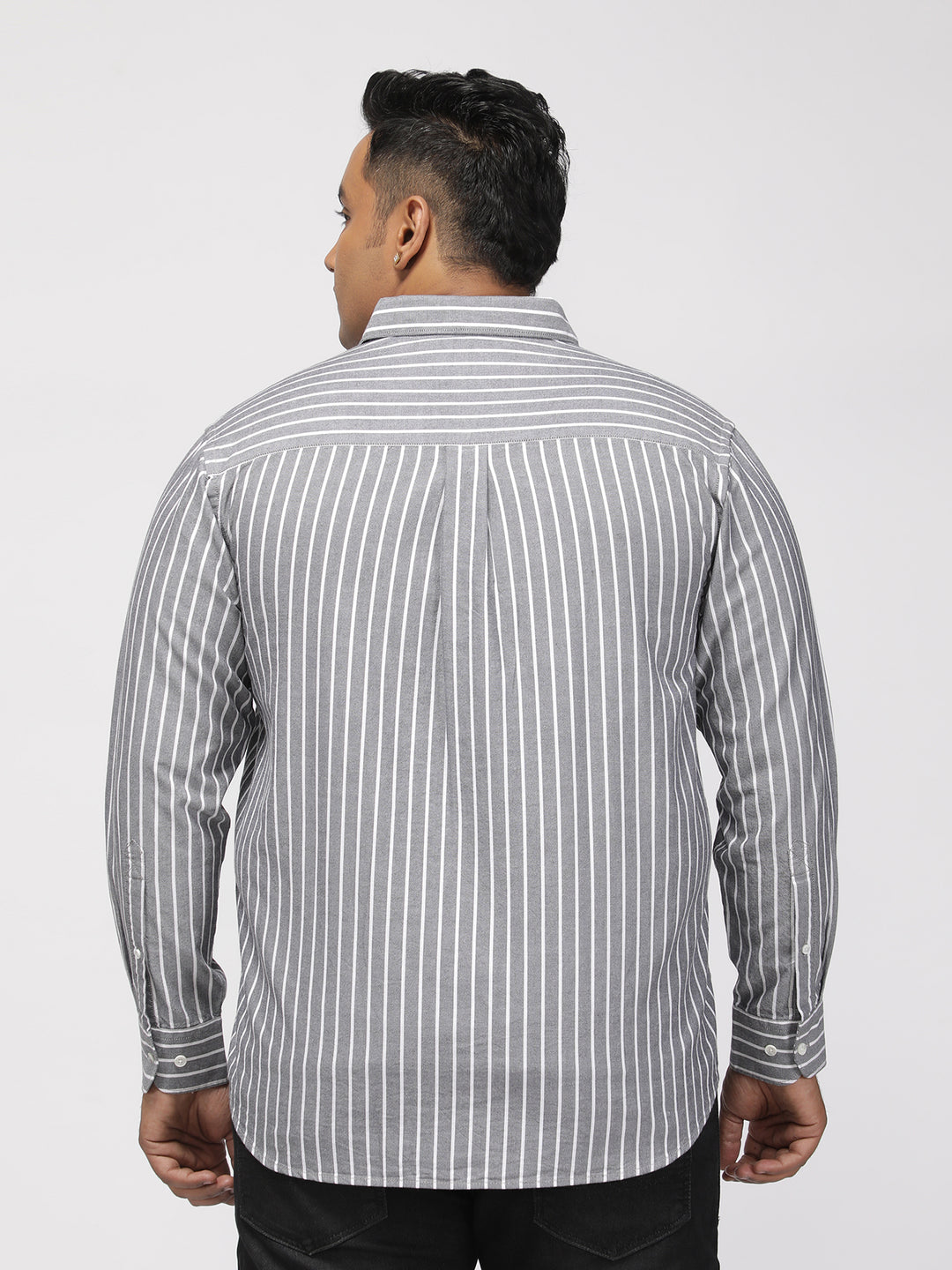 PLUS SIZE SMART CASUAL GIZA COTTON STRIPE SHIRT FOR MEN | XL-7XL