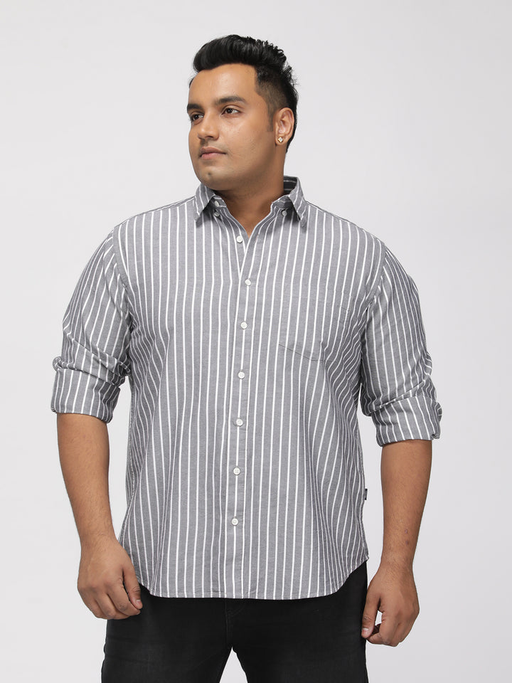 PLUS SIZE SMART CASUAL GIZA COTTON STRIPE SHIRT FOR MEN | XL-7XL