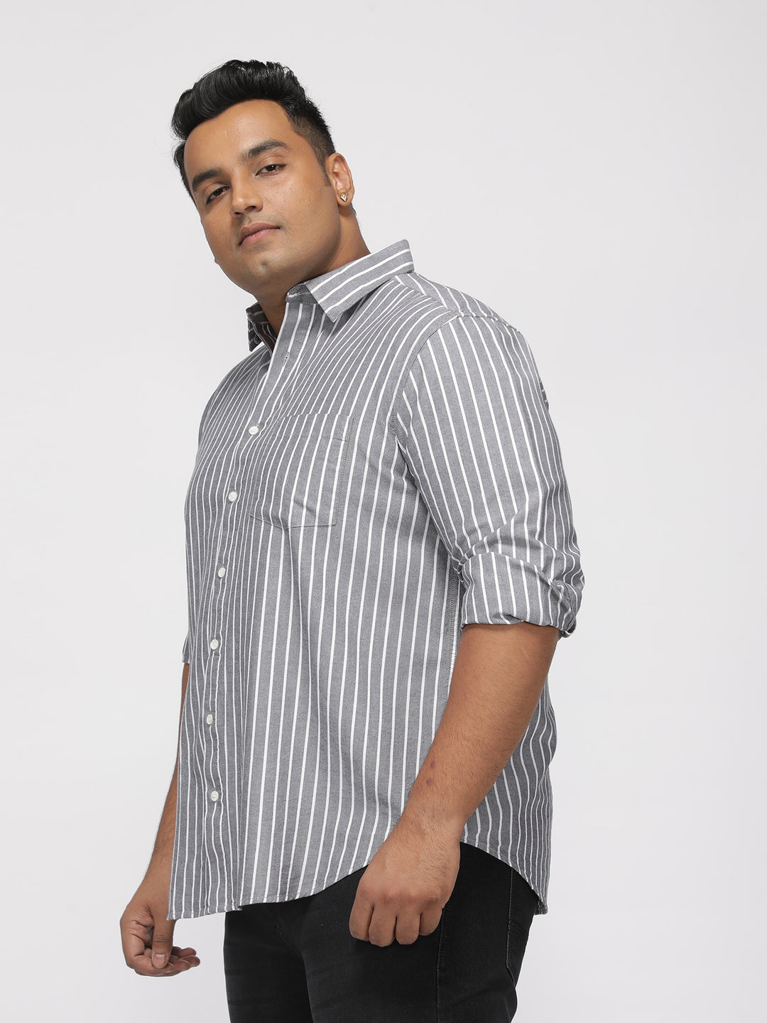 PLUS SIZE SMART CASUAL GIZA COTTON STRIPE SHIRT FOR MEN | XL-7XL