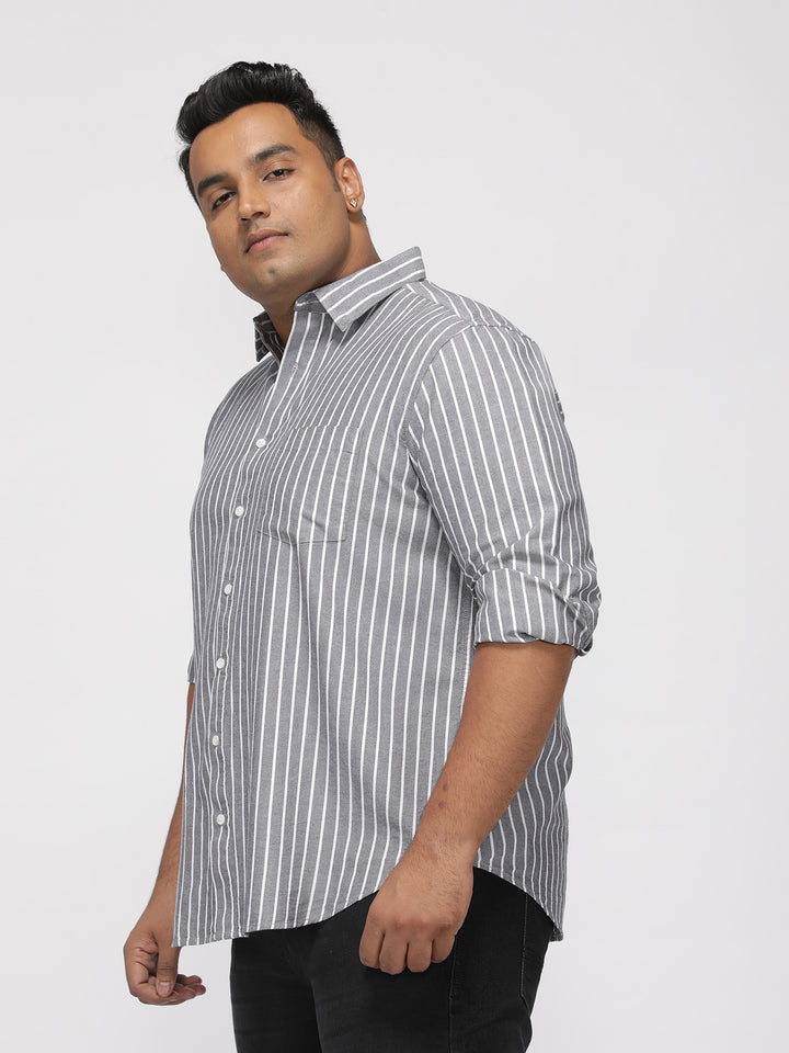 PLUS SIZE SMART CASUAL GIZA COTTON STRIPE SHIRT FOR MEN | XL-7XL