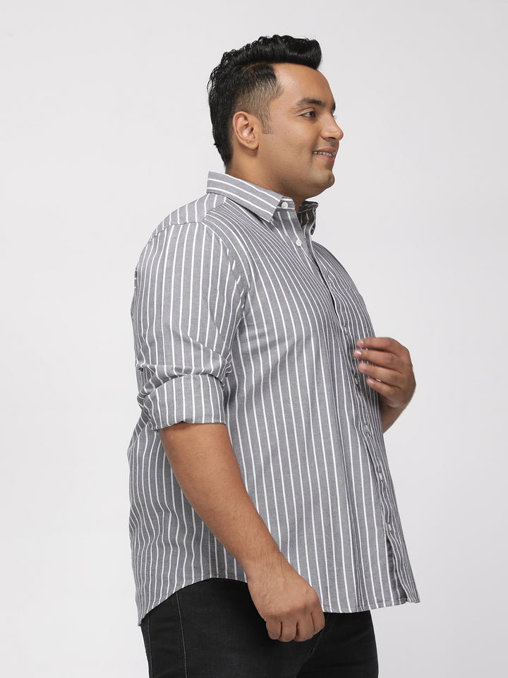 PLUS SIZE SMART CASUAL GIZA COTTON STRIPE SHIRT FOR MEN | XL-7XL