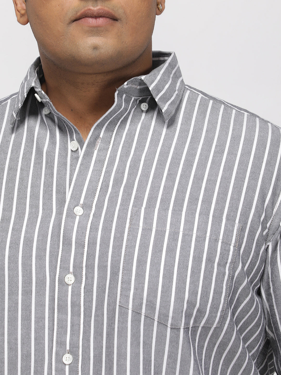 PLUS SIZE SMART CASUAL GIZA COTTON STRIPE SHIRT FOR MEN | XL-7XL