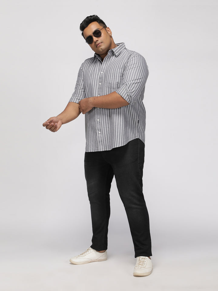 PLUS SIZE SMART CASUAL GIZA COTTON STRIPE SHIRT FOR MEN | XL-7XL
