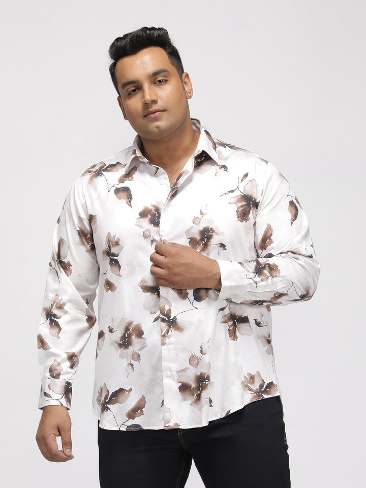 PLUS SIZE PRINTED GIZA SATIN PARTY SHIRT FOR MEN | XL-7XL