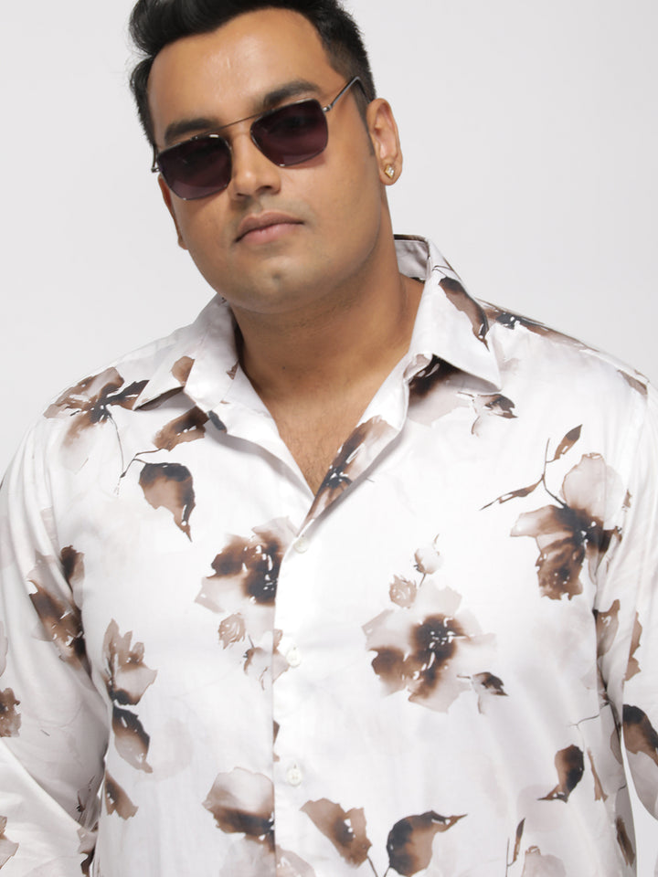 PLUS SIZE PRINTED GIZA SATIN PARTY SHIRT FOR MEN | XL-7XL