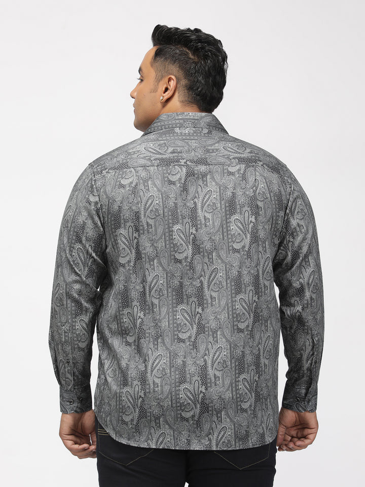PLUS SIZE PRINTED GIZA SATIN PARTY SHIRT FOR MEN | XL-7XL