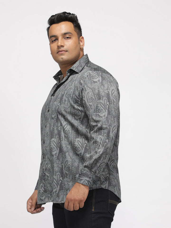 PLUS SIZE PRINTED GIZA SATIN PARTY SHIRT FOR MEN | XL-7XL
