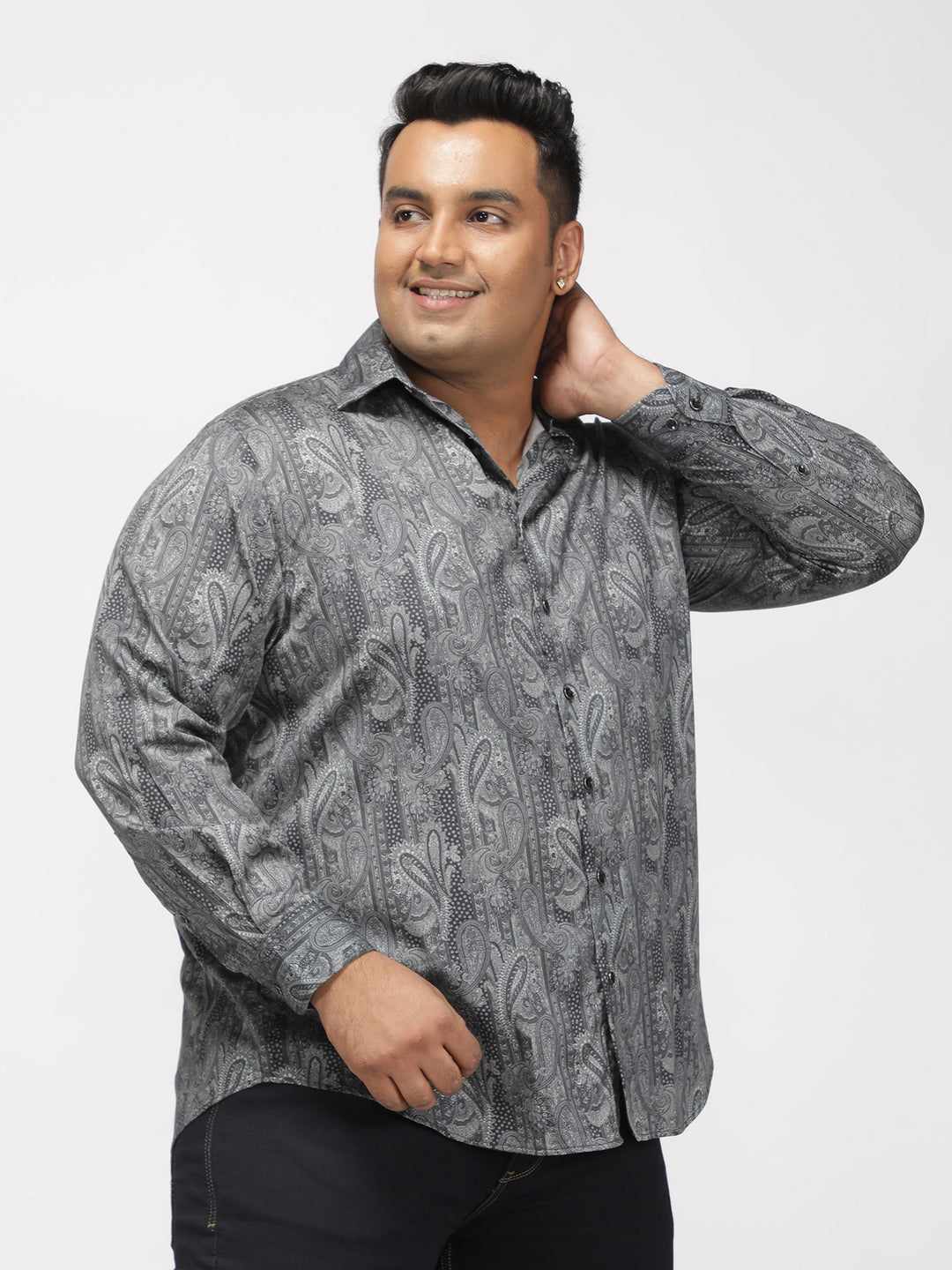 PLUS SIZE PRINTED GIZA SATIN PARTY SHIRT FOR MEN | XL-7XL