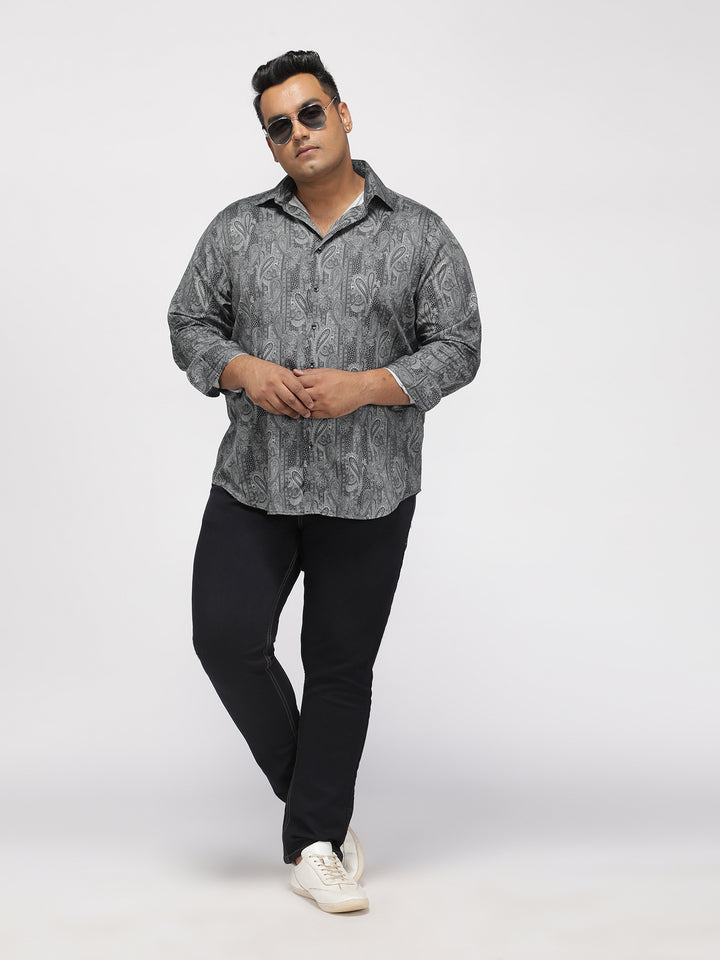 PLUS SIZE PRINTED GIZA SATIN PARTY SHIRT FOR MEN | XL-7XL