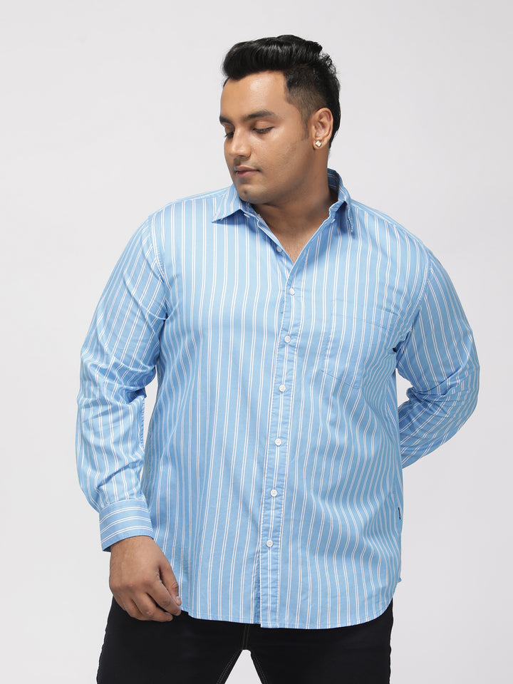 PLUS SIZE SMART CASUAL GIZA COTTON STRIPE SHIRT FOR MEN | XL-7XL