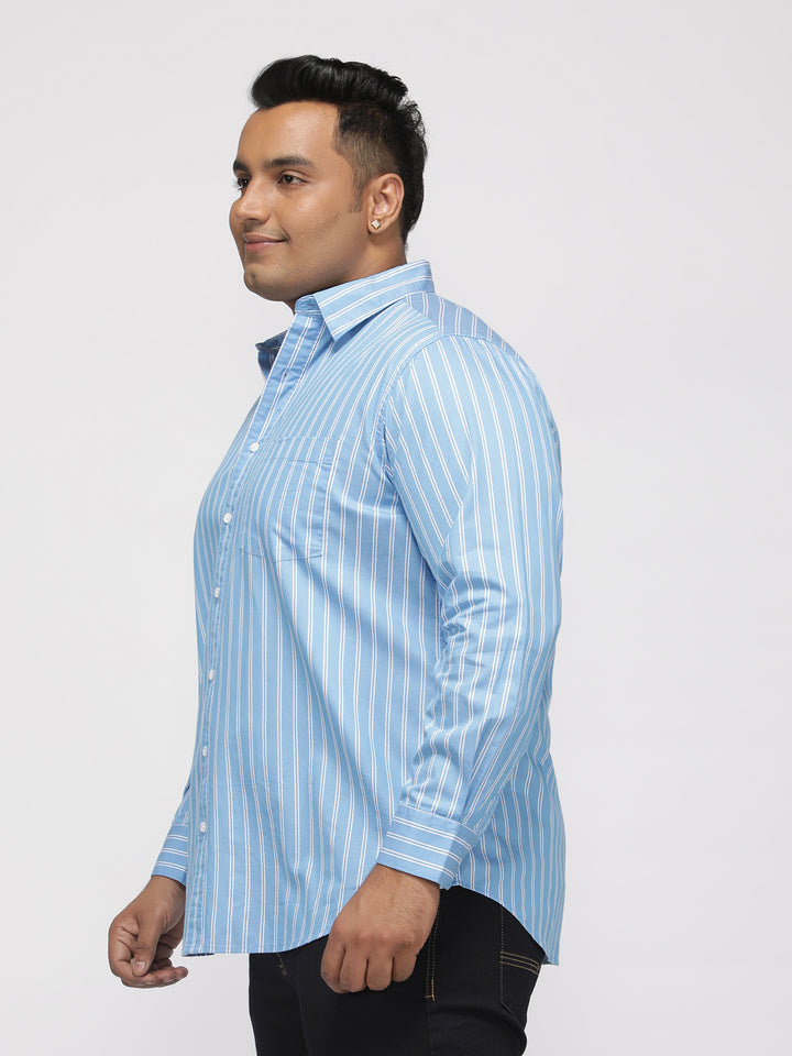 PLUS SIZE SMART CASUAL GIZA COTTON STRIPE SHIRT FOR MEN | XL-7XL