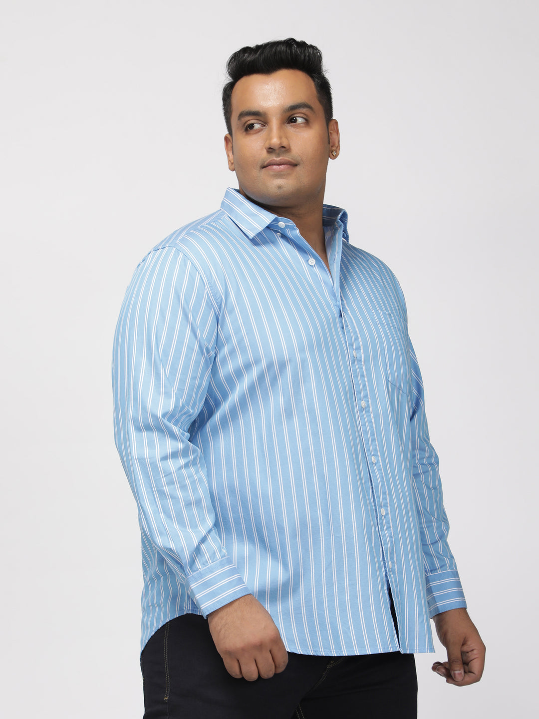 PLUS SIZE SMART CASUAL GIZA COTTON STRIPE SHIRT FOR MEN | XL-7XL