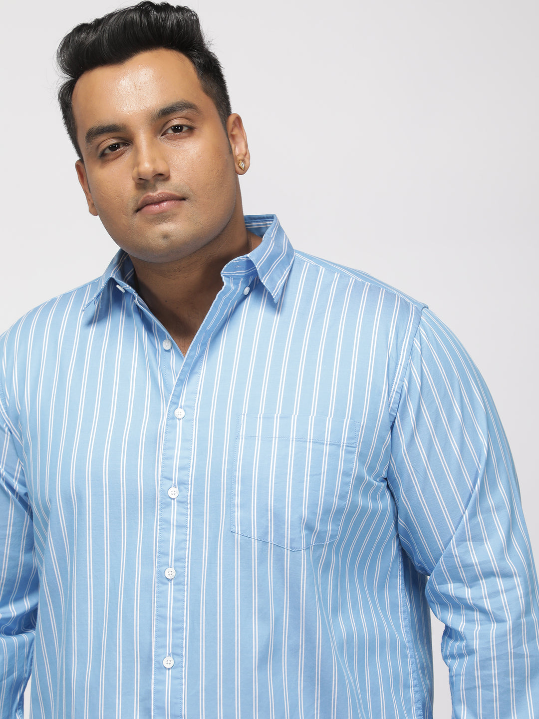 PLUS SIZE SMART CASUAL GIZA COTTON STRIPE SHIRT FOR MEN | XL-7XL