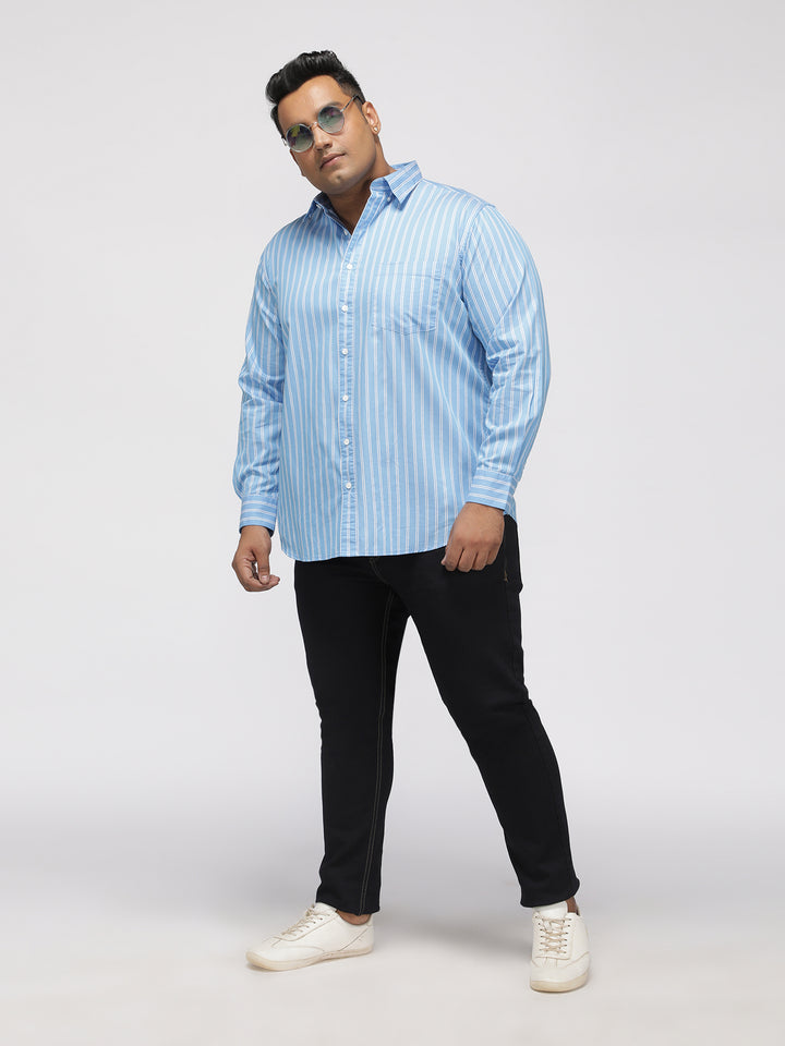 PLUS SIZE SMART CASUAL GIZA COTTON STRIPE SHIRT FOR MEN | XL-7XL