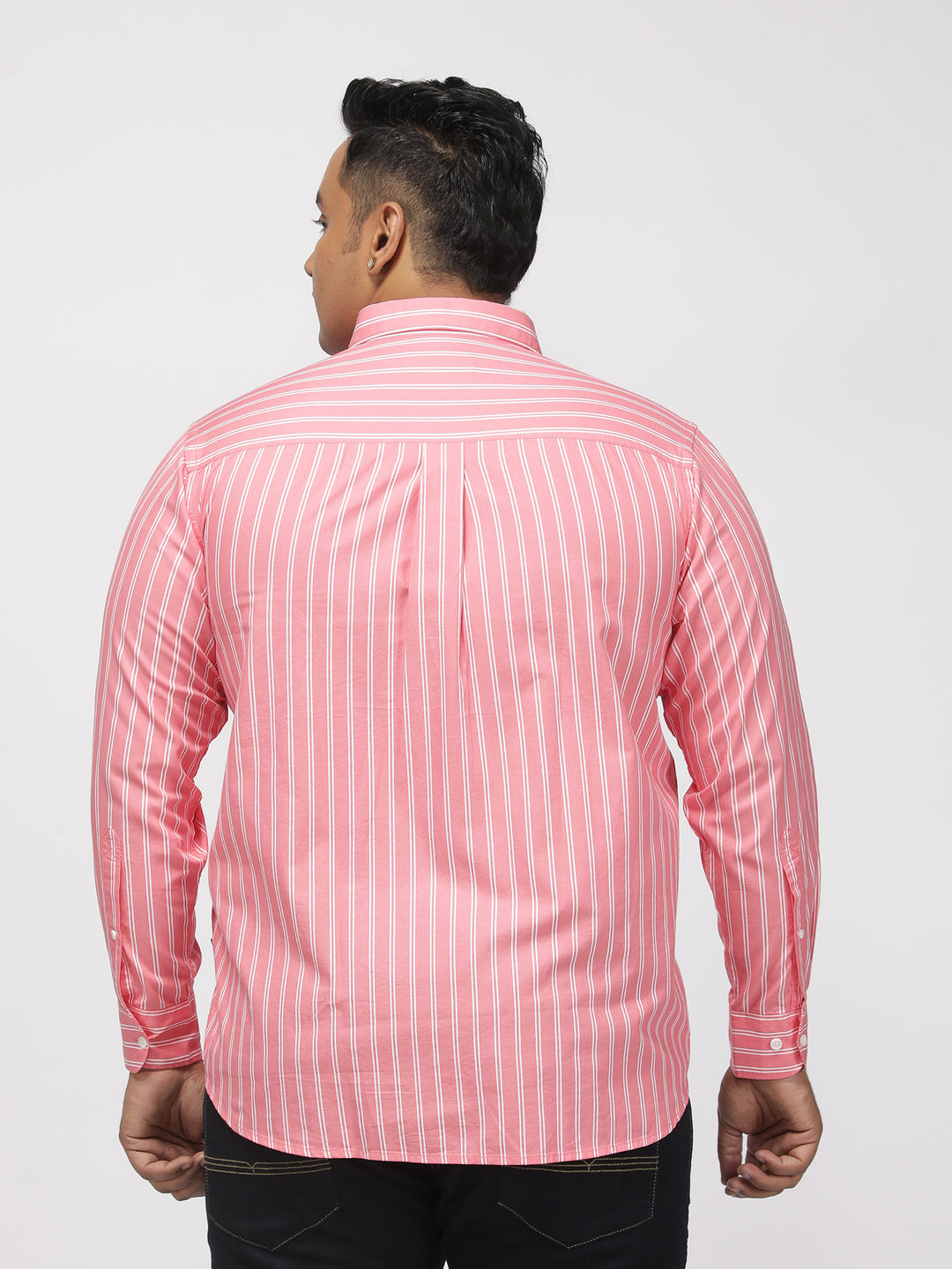 PLUS SIZE SMART CASUAL GIZA COTTON STRIPE SHIRT FOR MEN | XL-7XL