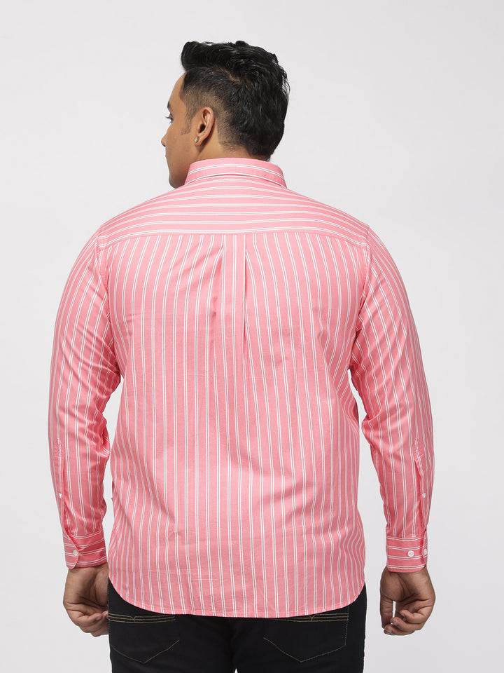 PLUS SIZE SMART CASUAL GIZA COTTON STRIPE SHIRT FOR MEN | XL-7XL